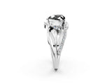 White gold Three-Stone Fancy Black Heart Cut Cut Diamond Split Shank Prong Set Ring_2