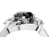 White gold Three-Stone Fancy Black Heart Cut Cut Diamond Split Shank Prong Set Ring_4