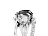White gold Three-Stone Fancy Black Heart Cut Cut Diamond Split Shank Prong Set Ring_5