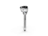 White gold Three-Stone Fancy Black Heart Cut Cut Milgrain Band Prong Setting Ring_32