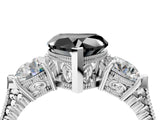 White gold Three-Stone Fancy Black Heart Cut Cut Milgrain Band Prong Setting Ring_34