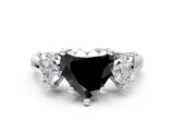 White gold Three-Stone Fancy Black Heart Cut Cut Solitaire Ring with Classic Prong Setting_12