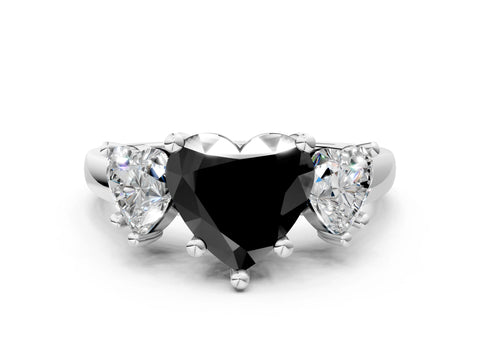 White gold Three-Stone Fancy Black Heart Cut Cut Solitaire Ring with Classic Prong Setting_12