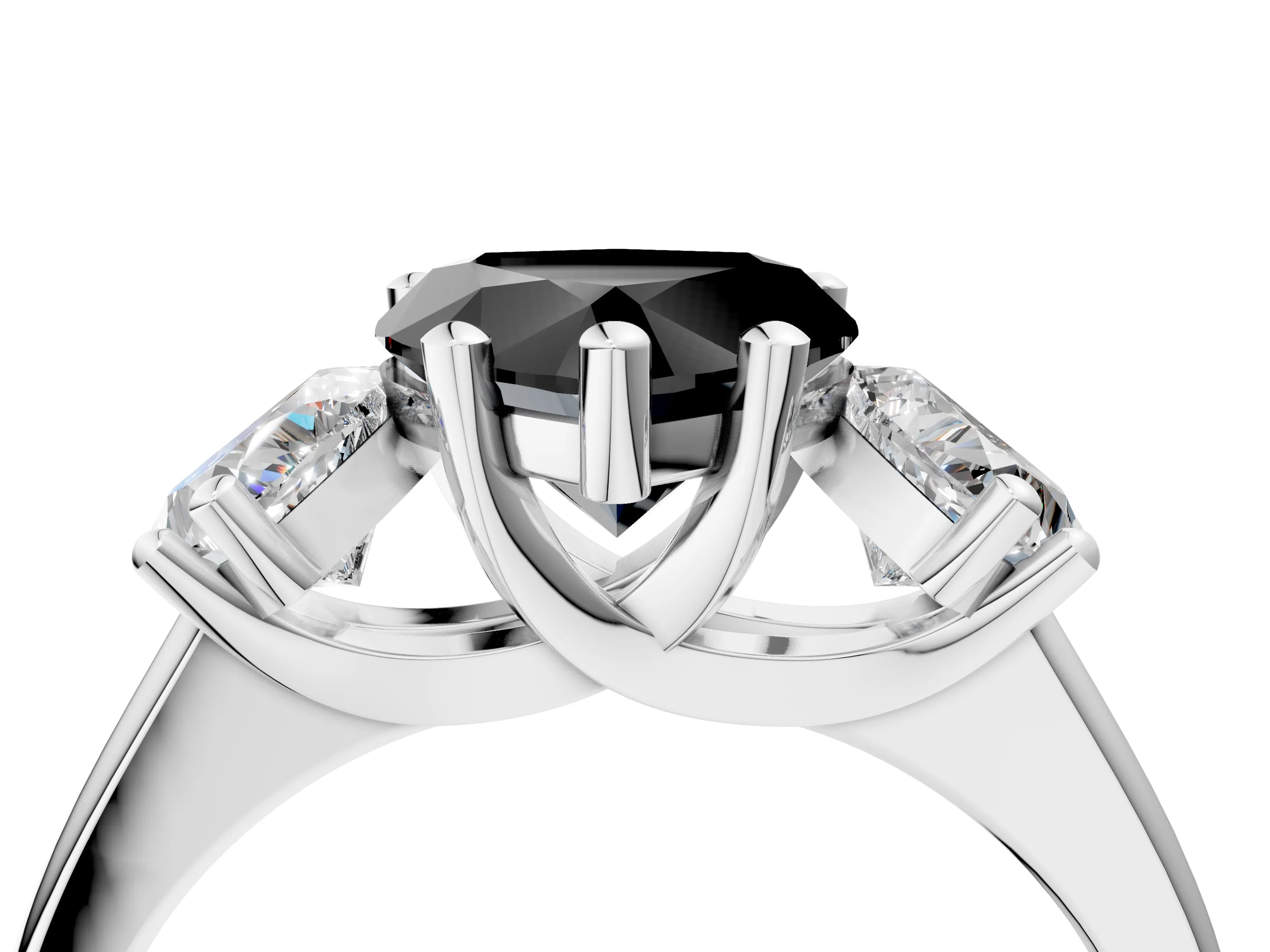 White gold Three-Stone Fancy Black Heart Cut Cut Solitaire Ring with Classic Prong Setting_16