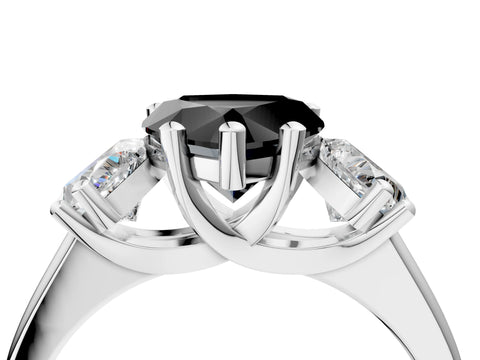 White gold Three-Stone Fancy Black Heart Cut Cut Solitaire Ring with Classic Prong Setting_16