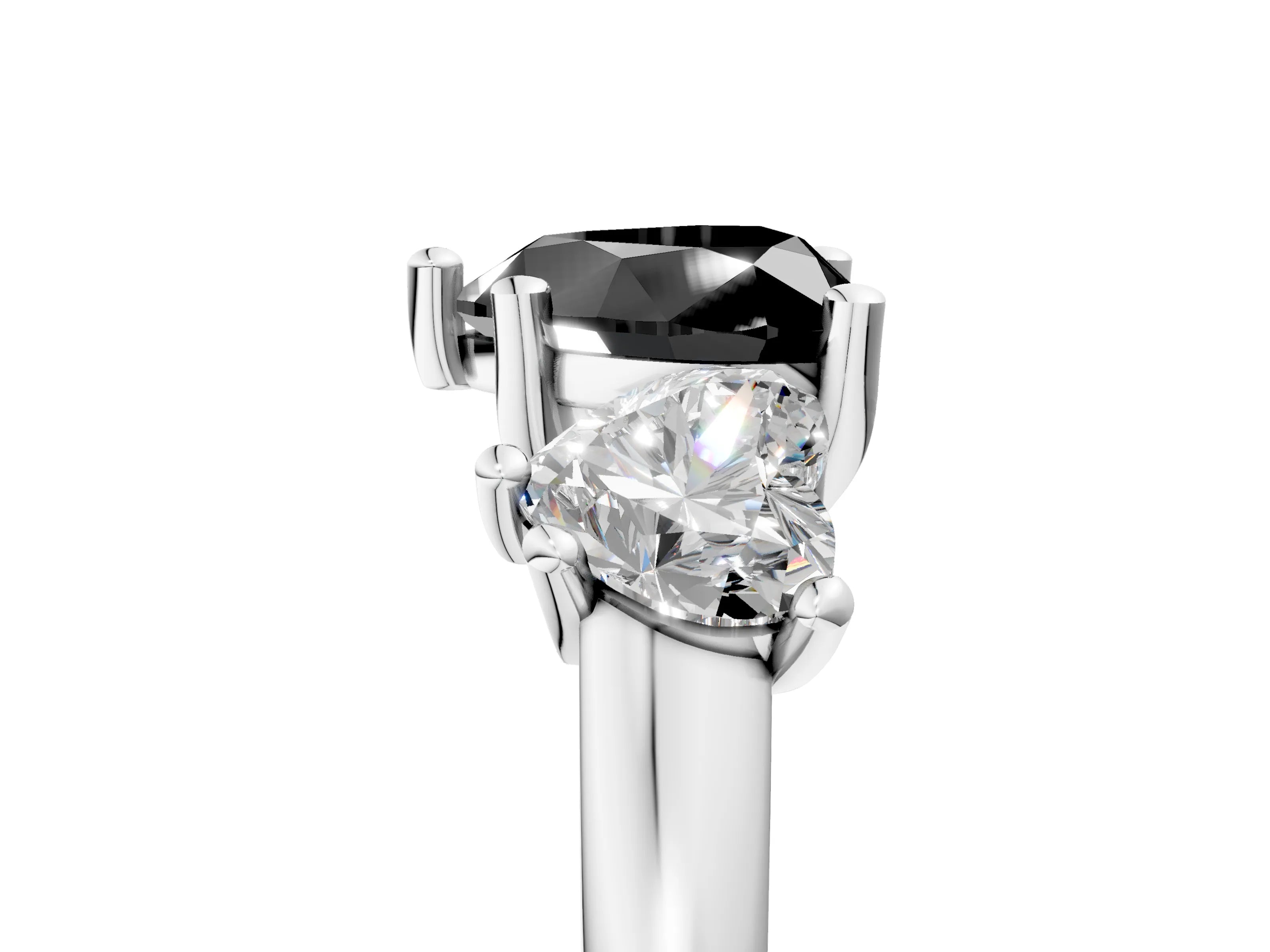 White gold Three-Stone Fancy Black Heart Cut Cut Solitaire Ring with Classic Prong Setting_17