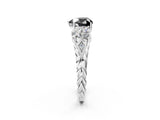 White gold Three-Stone Fancy Black Heart Cut Diamond Braided Band Ring with Four-Prong Setting_14