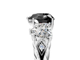 White gold Three-Stone Fancy Black Heart Cut Diamond Braided Band Ring with Four-Prong Setting_17