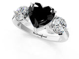 White gold Three-Stone Fancy Black Heart Cut Diamond Channel Set Engagement Ring with Prong Setting_13