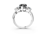 White gold Three-Stone Fancy Black Heart Cut Diamond Channel Set Engagement Ring with Prong Setting_15