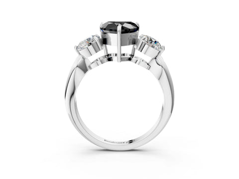 White gold Three-Stone Fancy Black Heart Cut Diamond Channel Set Engagement Ring with Prong Setting_15