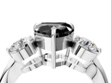 White gold Three-Stone Fancy Black Heart Cut Diamond Channel Set Engagement Ring with Prong Setting_16