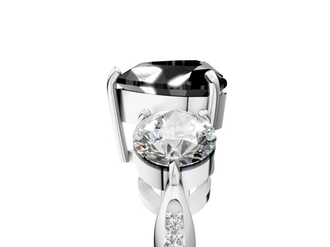 White gold Three-Stone Fancy Black Heart Cut Diamond Channel Set Engagement Ring with Prong Setting_17