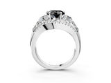 White gold Three-Stone Fancy Black Heart Cut Diamond Engagement Ring with Pave Band and Prong Setting_15