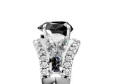 White gold Three-Stone Fancy Black Heart Cut Diamond Engagement Ring with Pave Band and Prong Setting_5