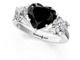 White gold Three-Stone Fancy Black Heart Cut Diamond Engagement Ring with Prong Setting_16