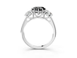 White gold Three-Stone Fancy Black Heart Cut Diamond Engagement Ring with Prong Setting_18