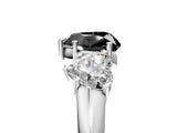 White gold Three-Stone Fancy Black Heart Cut Diamond Engagement Ring with Prong Setting_20