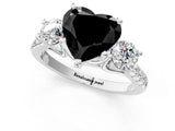 White gold Three-Stone Fancy Black Heart Cut Diamond Pavé Band with Four-Prong Setting_1