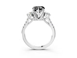 White gold Three-Stone Fancy Black Heart Cut Diamond Pavé Band with Four-Prong Setting_3
