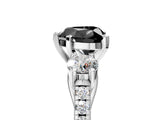 White gold Three-Stone Fancy Black Heart Cut Diamond Pavé Band with Four-Prong Setting_5