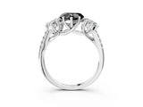 White gold Three-Stone Fancy Black Heart Cut Diamond Ring with Pavé Band and Prong Setting_87
