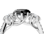 White gold Three-Stone Fancy Black Heart Cut Diamond Ring with Pavé Band and Prong Setting_88