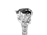 White gold Three-Stone Fancy Black Heart Cut Diamond Ring with Pavé Band and Prong Setting_89