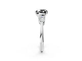 White gold Three-Stone Fancy Black Heart Cut Diamond Ring with Pear Side Stones and Four-Prong Setting_2