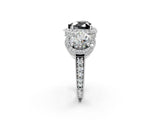 White gold Three-Stone Fancy Black Heart Cut Halo Diamond Milgrain Band with Four-Prong Setting_2