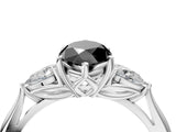 White gold Three-Stone Fancy Black Marquise Cut Brilliant Diamond Solitaire Ring with Tapered Band and Four-Prong Setting_23