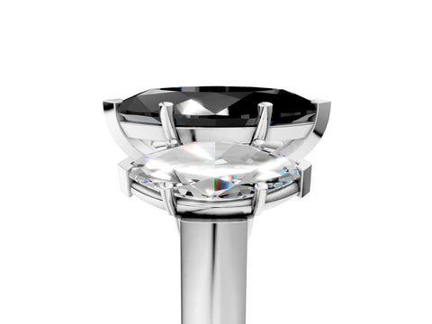 White gold Three-Stone Fancy Black Marquise Cut Brilliant Diamond Trellis Ring with Comfort Fit Band_17