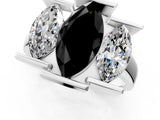 White gold Three Stone Fancy Black Marquise Cut Cut Channel Set Diamond Ring_1
