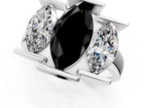 White gold Three Stone Fancy Black Marquise Cut Cut Channel Set Diamond Ring_25