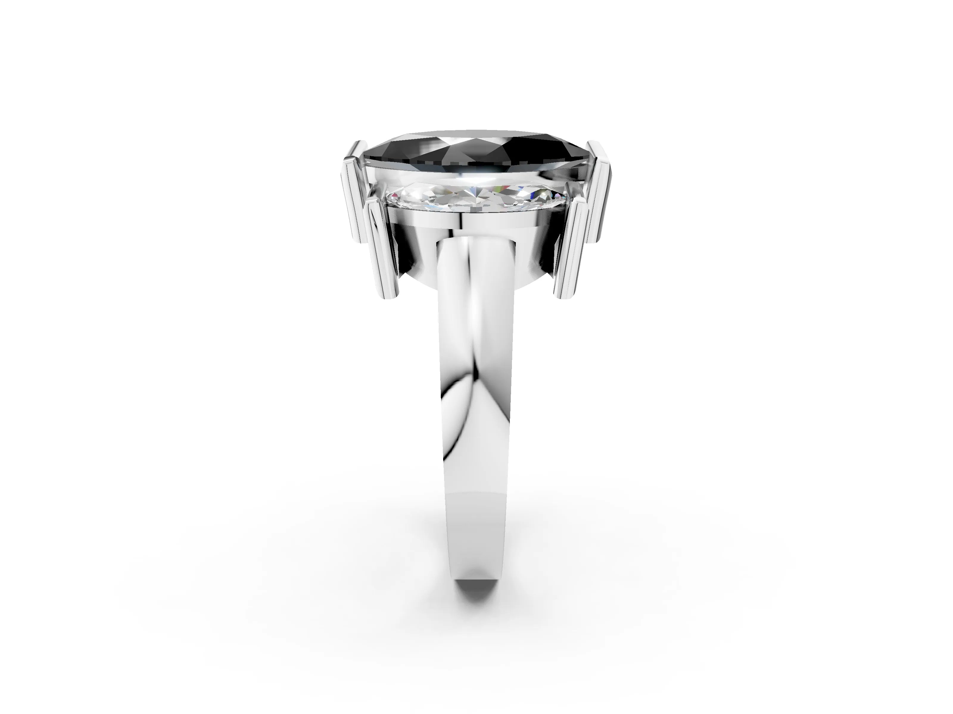 White gold Three Stone Fancy Black Marquise Cut Cut Channel Set Diamond Ring_26