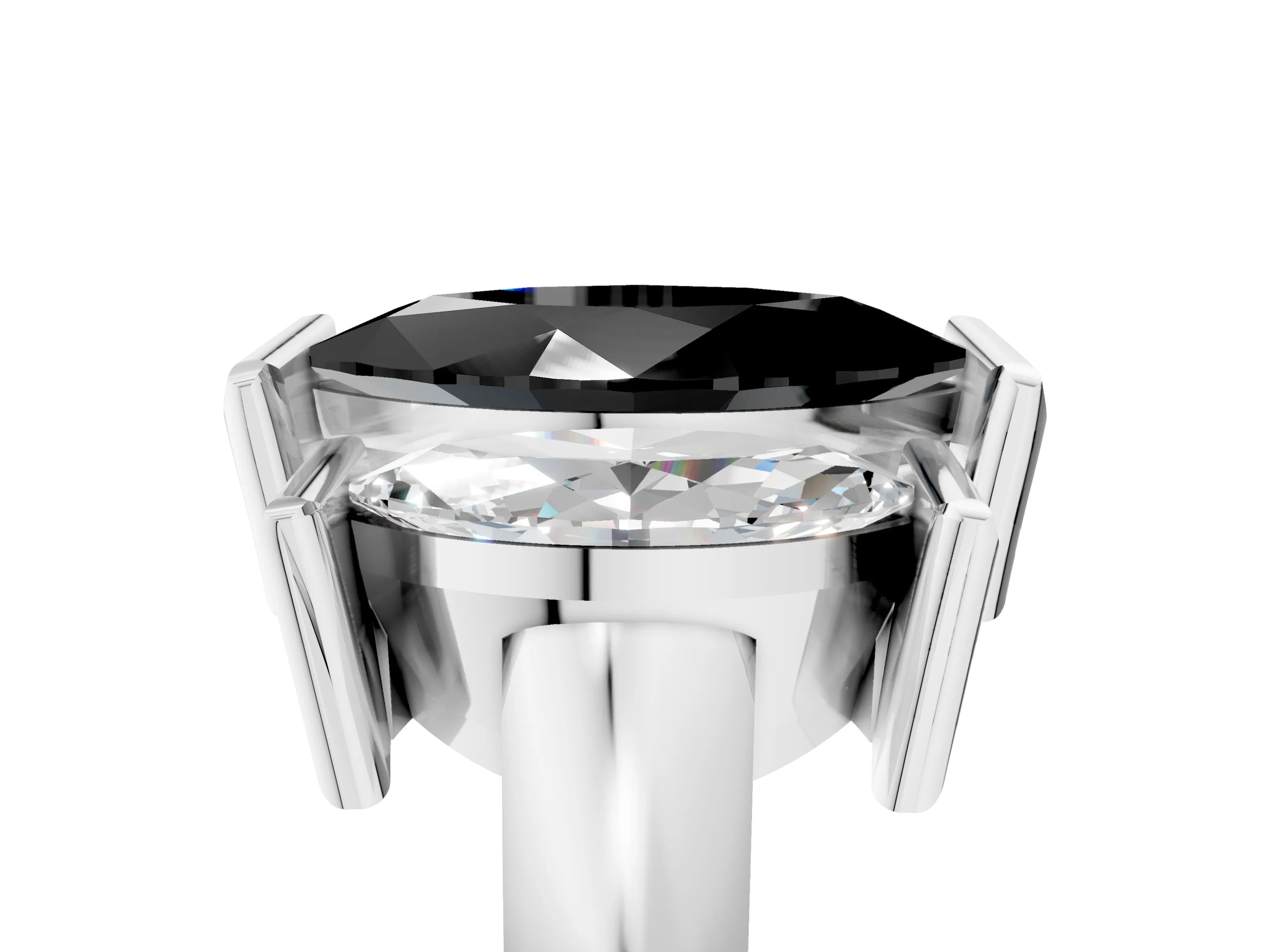 White gold Three Stone Fancy Black Marquise Cut Cut Channel Set Diamond Ring_29