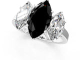 White gold Three-Stone Fancy Black Marquise Cut Cut Diamond Engagement Ring with Flat Band and Four-Prong Setting_13