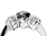 White gold Three-Stone Fancy Black Marquise Cut Cut Diamond Engagement Ring with Flat Band and Four-Prong Setting_16