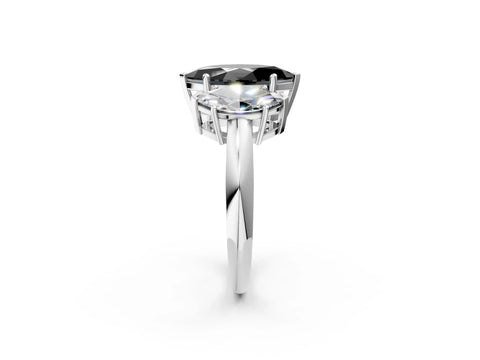 White gold Three-Stone Fancy Black Marquise Cut Cut Diamond Engagement Ring with Prong Setting on a White Gold Band_14