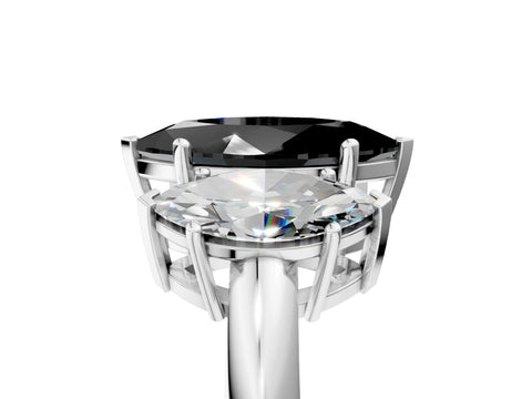 White gold Three-Stone Fancy Black Marquise Cut Cut Diamond Engagement Ring with Prong Setting on a White Gold Band_17