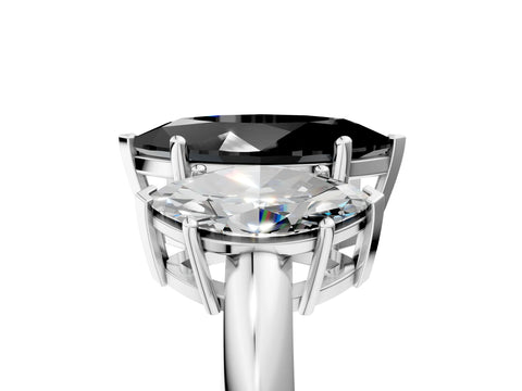 White gold Three-Stone Fancy Black Marquise Cut Cut Diamond Engagement Ring with Prong Setting on a White Gold Band_29