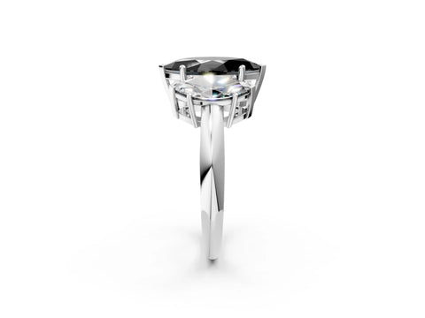 White gold Three-Stone Fancy Black Marquise Cut Cut Diamond Engagement Ring with Prong Setting on a White Gold Band_34