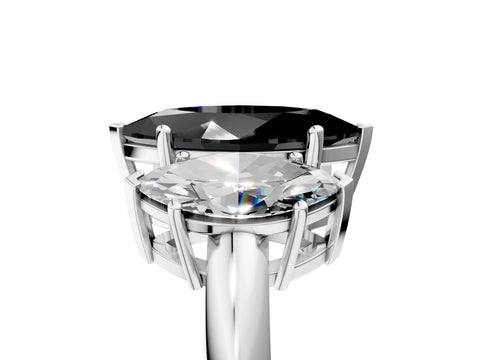 White gold Three-Stone Fancy Black Marquise Cut Cut Diamond Engagement Ring with Prong Setting on a White Gold Band_37