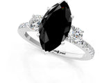 White gold Three-Stone Fancy Black Marquise Cut Cut Diamond Pavé Band with Prong Setting_28