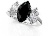 White gold Three-Stone Fancy Black Marquise Cut Cut Diamond Ring with Channel Set Band and Four-Prong Setting_13