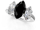 White gold Three-Stone Fancy Black Marquise Cut Cut Diamond Ring with Channel Set Band and Four-Prong Setting_25
