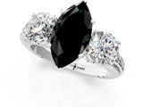 White gold Three-Stone Fancy Black Marquise Cut Cut Diamond Ring with Channel-Set Band and Prong Setting_1
