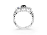 White gold Three-Stone Fancy Black Marquise Cut Cut Diamond Ring with Channel-Set Band and Prong Setting_3