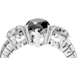 White gold Three-Stone Fancy Black Marquise Cut Cut Diamond Ring with Channel-Set Band and Prong Setting_4