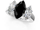 White gold Three-Stone Fancy Black Marquise Cut Cut Diamond Ring with Prong Setting and Classic Band_1
